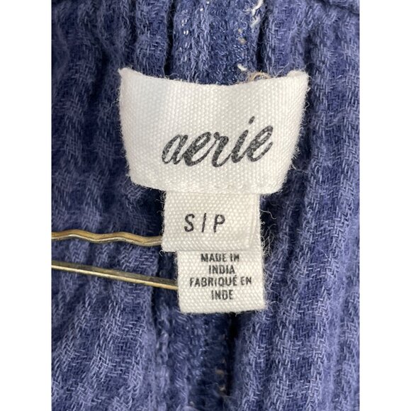 Aerie Jogger Size Small Soft Plaid Gauze Pajama Woven Jogger Pants Cotton Blue - Picture 4 of 8